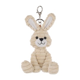Apricot Lamb Corduroy Bunny Cute Keychain, Soft Stuffed Plush Keychain Toys for Kids’ Backpack, Purse, 5.2 Inches (Cream)