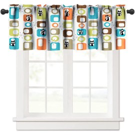 JESTRONRY Mid Century Style Valance Curtain with Rod Pocket, Black Cat Modern Abstract Geometric Shape Pattern Window Treatment Valances for Bedroom Kitchen Decor