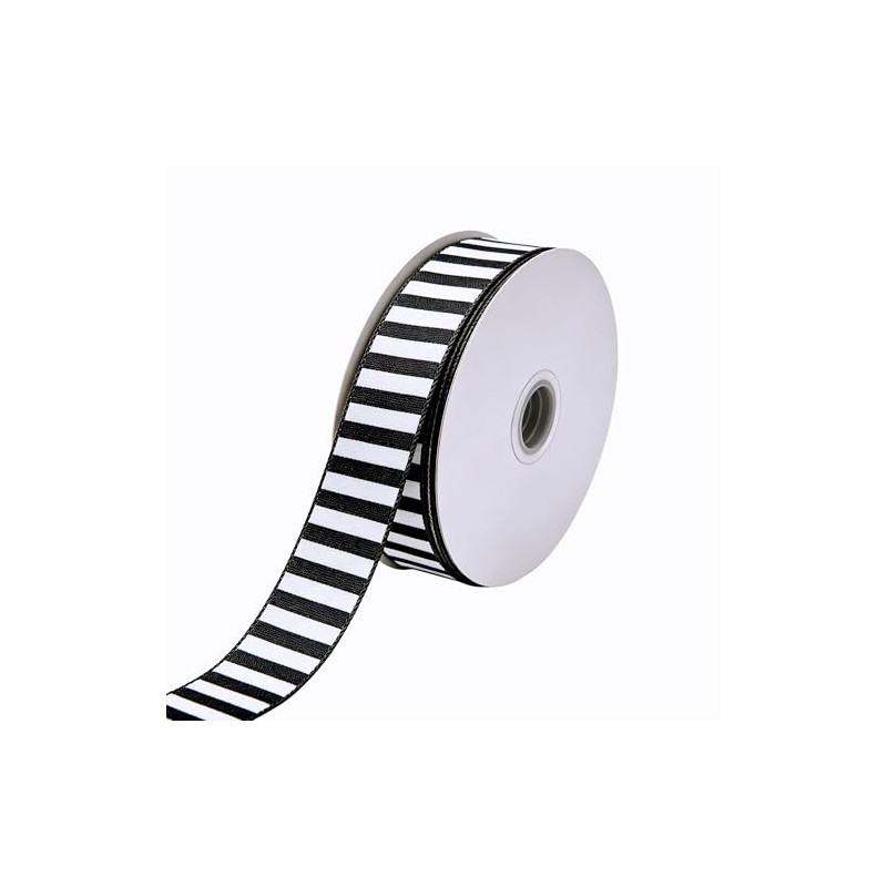 Black White Stripe Burlap Ribbon 1" x 20 Yards Wreath
