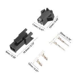 uxcell 20 Pairs 2.54mm 2 Pin Black Plastic Male Female -SM Housing Crimp Terminal Connector