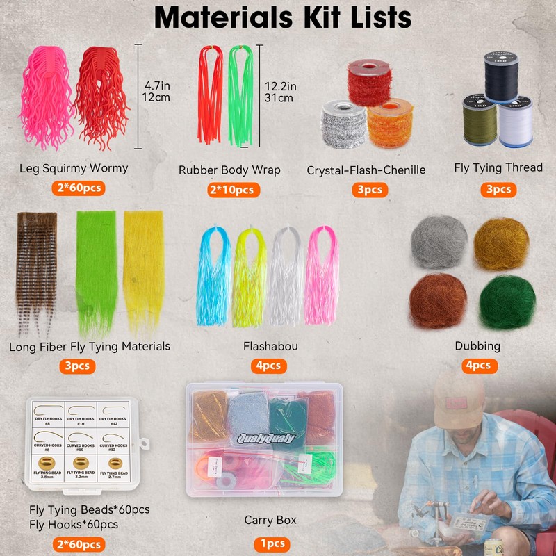 QualyQualy Fly Tying Materials Starter Kits, Fly Tying Accessories with