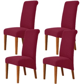 Deisy Dee Stretch XL/Oversized Soft Spandex Extra Large Dining Room Chair Covers for Kitchen Dining，Removable Washable Chair Protectors Slipcovers (Burgandy, 4)