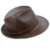 IFSUN Men & Women's Cowhide Jazz Hat Short Brim Leather