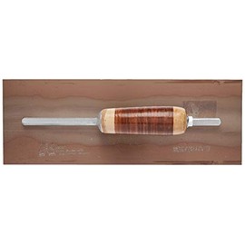 Kraft Tool CFE543L Elite Series Five Star Golden Stainless Steel Cement Finish Trowel with Leather Handle, 14 x 5-Inch