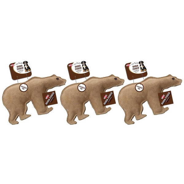 Ethical Pet 3 Pack of Dura-Fused Leather Bears, Large, Squeaky