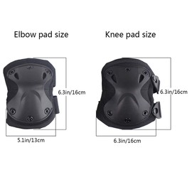 AOUTACC Tactical Combat Knee & Elbow Protective Pads Set for Outdoor CS Paintball Game Cycling Safety Skateboarding Gear Skates Knee Protection Guard Pads (Black)