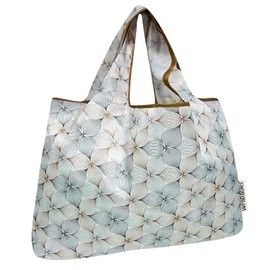 allydrew Large Foldable Tote Nylon Reusable Grocery Bags, Gray Petals