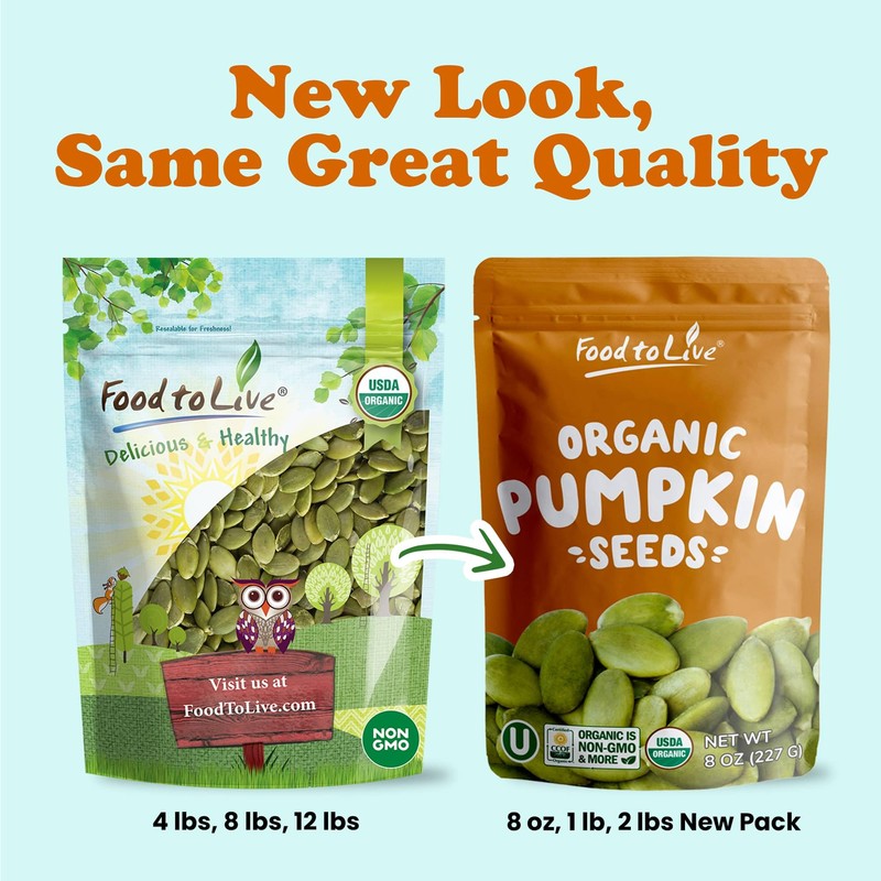 Food to Live Organic Raw Pepitas, 2 Pounds — Non-GMO,