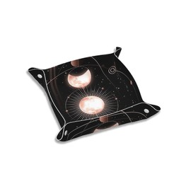 GACCAP Valet Tray Gifts for Women Wife Girlfriend Girls – Catchall Bedside Vanity Tray, Nightstand Caddy Leather Holder for Keys, Wallet, Coins, Trinkets & Jewelry Moon Lunar Eclips Astrology 029