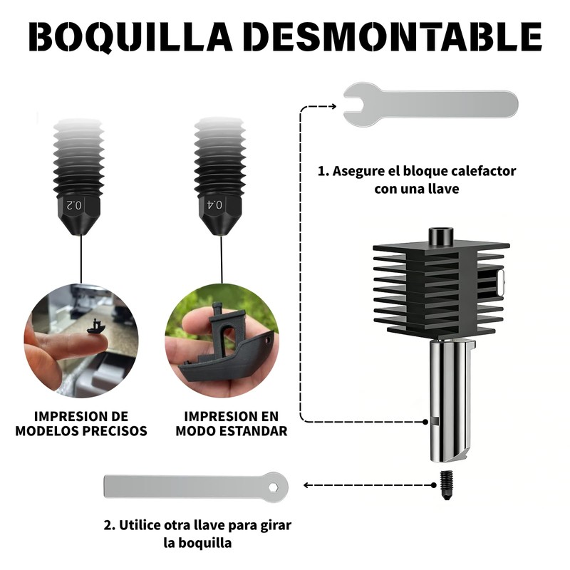 2 Piezas 0.4MM de Hotend de Impresora 3D para A1/A1