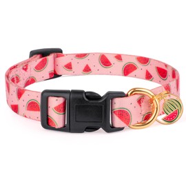 Handmade Dog Collar for Small Medium Large Dogs,Pink Watermelon with Pendant Fall and Winter Fashions Dog Collar (Medium)