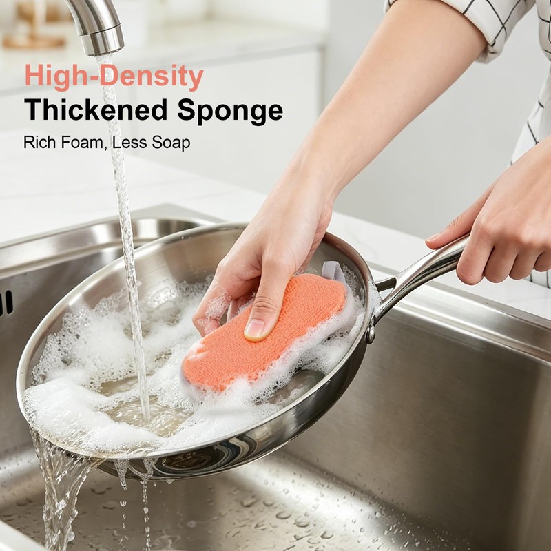 Kitchen Sponges for Washing Dishes, 1 Inch Thick Dual-Sided Dish