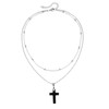 CrystalTears Black Obsidian Crystal Cross Necklace for Women Double Layered