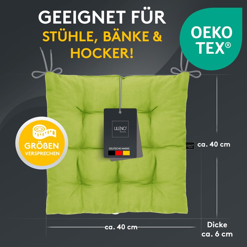 LILENO HOME Set of 4 Chair Cushions 24 Apple Green