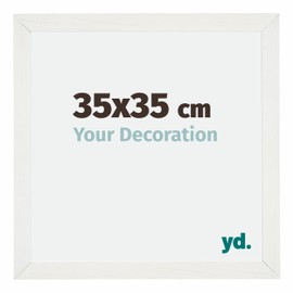 yd. Your Decoration Mura Picture Frame 35 x 35 cm White Grained MDF with Acrylic Glass Anti-Reflective 35 x 35 cm Frame