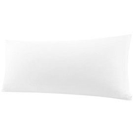 PiccoCasa Bolster Pillow Case Egyptian Cotton Body Pillow Cover 300 Thread Count Soft and Breathable Long Pillowcase with Zipper Closure White 20"x60" (5ft)