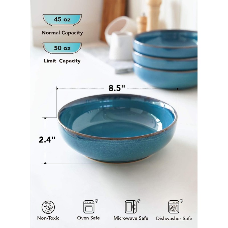 LE TAUCI Pasta Bowls 45 Ounce, Ceramic Salad Bowl, Large