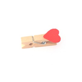LWR Crafts Red Heart Wooden Mini Clothespins 20 Pieces and Jute Cord 2.4 Meters