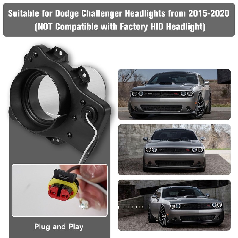 LitMiRaCle Dodge Challenger Headlights Bulbs, LED Headlamps Air Inserts Assembly