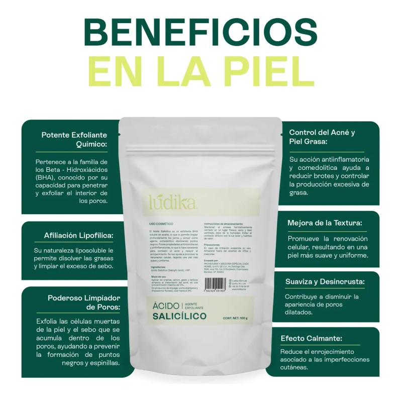 Acido Salicilico Usp Cosmetico Exfoliante Anti Acne 100