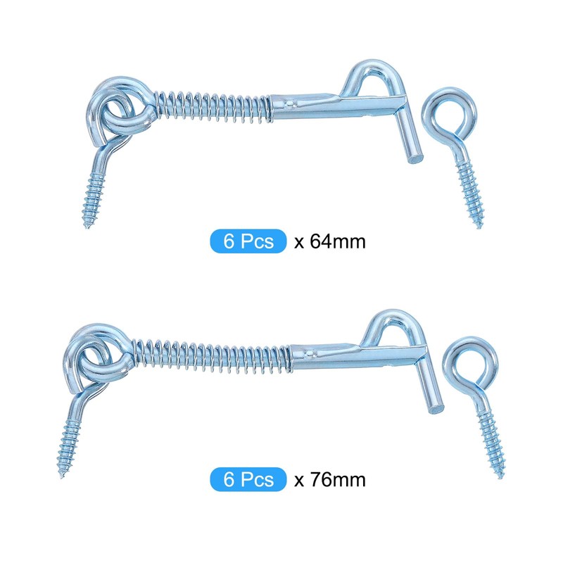 sourcing map 12Pcs Safety Hook and Eye Latch, 2.5" 3"