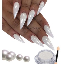 Giovanna Beauty WHITE CHROME POWDER Pigment Pearl Nails Nail Art Crystal Shiny Dust Glazed Donut