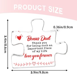 Fathers Day for Bonus Dad, Gifts for Dad Engraved Acrylic Desk Decor Sign, Best Dad Gifts Christmas Thanksgiving Funny Step Dad Fathers Day Birthday Gifts from Daughter Son Wife