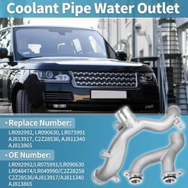 X AUTOHAUX 1 Set Aluminum Thermostat Top Crossover Hose Coolant Pipe Water Outlet for Land Rover for Range Rover Sport LR4 Discovery for Jaguar XJ XF XE LR092992 LR090630 AJ813917 AJ813865