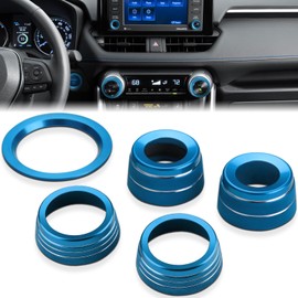Auovo AC Knob Ring Radio Knob Cover Compatible with Toyota RAV4 Accessories 2025 2024 2023 2022 2021 2020 2019 Rav4 Volume Tune Audio Control Knob Trim Air Conditioning Knob Cover 5pcs (Blue)