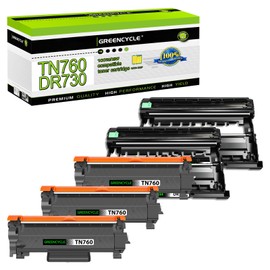greencycle TN760 TN730 Toner Cartridge and DR730 Drum Unit Compatible with Brother TN-760 TN-730 DR-730 Work with HL-L2395DW HL-L2390DW HL-L2370DW MFC-L2750DW MFC-L2710DW (3 Toner, 2 Drum)