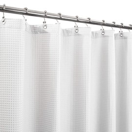 Barossa Design Cotton Blend Shower Curtain Extra Wide 108 Inch - Honeycomb Waffle Weave, Hotel Luxury & Spa, Heavy Weight Fabric, Washable - White, 108x72