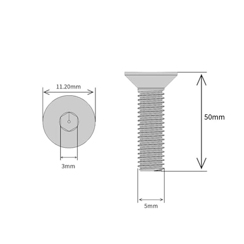 M5 (5mm x 50mm Inc Head) Hex Socket Countersunk Machine