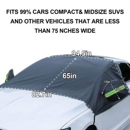 OMIGAO Extra Large Windshield Snow Ice Cover with Side Mirror Covers, Protects Windshield and Wipers from Weatherproof, Rain, Sun, Frost, Vehicles, Cars Trucks Vans and SUVs (94.5" x 65")