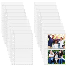 GLOBLELAND 50 Sheets A6 Sheet Protectors for 6 Ring Binder Clear Page Protectors Plastic Photo Album Sleeves 2 Pocket Protector for Organizer Photo Documents