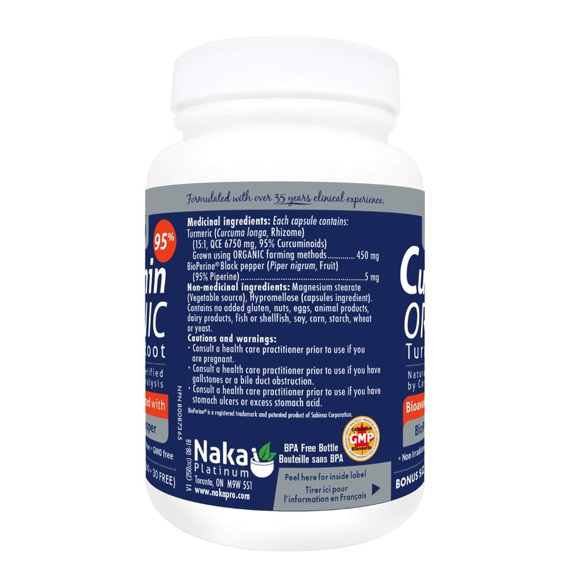 Naka Platinum Curcumin ORGANIC Tumertic Root (95% Curcuminoids) 450 mg