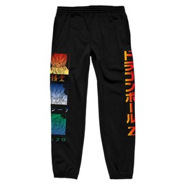 Bioworld Dragonball Z Gradient Tripanel Kanji Men's Black Graphic Jogger Pants-XS