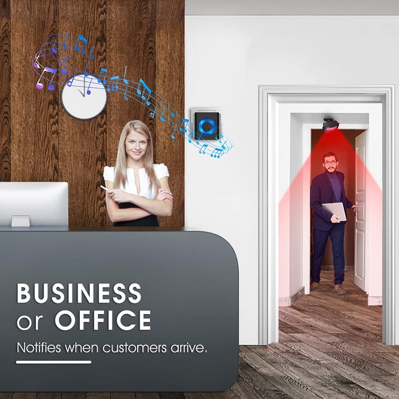 Passage Alarm Indoor Wireless Doorbell Motion Sensor Outdoor with Bell