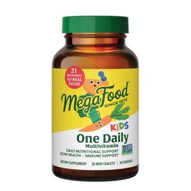 MegaFood Kids One Daily Multivitamin - Convenient Mini Multivitamin for Kids - with Zinc, Vitamins C, B & D - Vegetarian, Gluten Free, Non GMO - 30 Tablets, 30 Servings