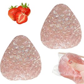 2Pcs Strawberry Squishy, Taba Squishy, Fufu Squishy, Fruit Squeeze Toy, Creative Cute Squish Simulated Strawberry Balls, Fruit Sensory Balls for Kids and Adults