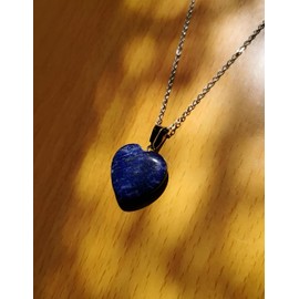 RICHARD-911 Collar Corazón Cuarzo Lapislázuli Cadena Acero Inoxidable Mujer Regalo Pareja Amistad Piedra Natural Reiki Yoga Azul