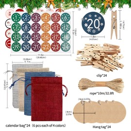 Sprießen 24 Jute Bags Advent Calendar, Advent Calendar for Filling 2024, Christmas Calendar for Filling, Large, Large Advent Calendar Fill Yourself, for Children and Adults (5.5 x 3.7 Inches)