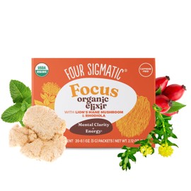 Four Sigmatic Mezcla de Elixir de hongo orgánico con melena de león y antioxidantes para concentración  enfoque, vegano, paleo, 1 oz (20 unidades)    