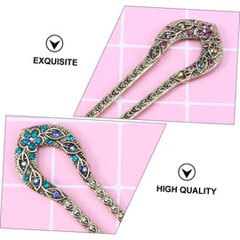 FOMIYES 6 Pcs Rhinestone Updo Hairpin Rhinestone Hair Stick U Shape Hair Stick Hair Chopsticks Hair Pin Double Prong Hair Stick Vintage Decor Alloy Steamed Stuffed Bun Hanfu Women's