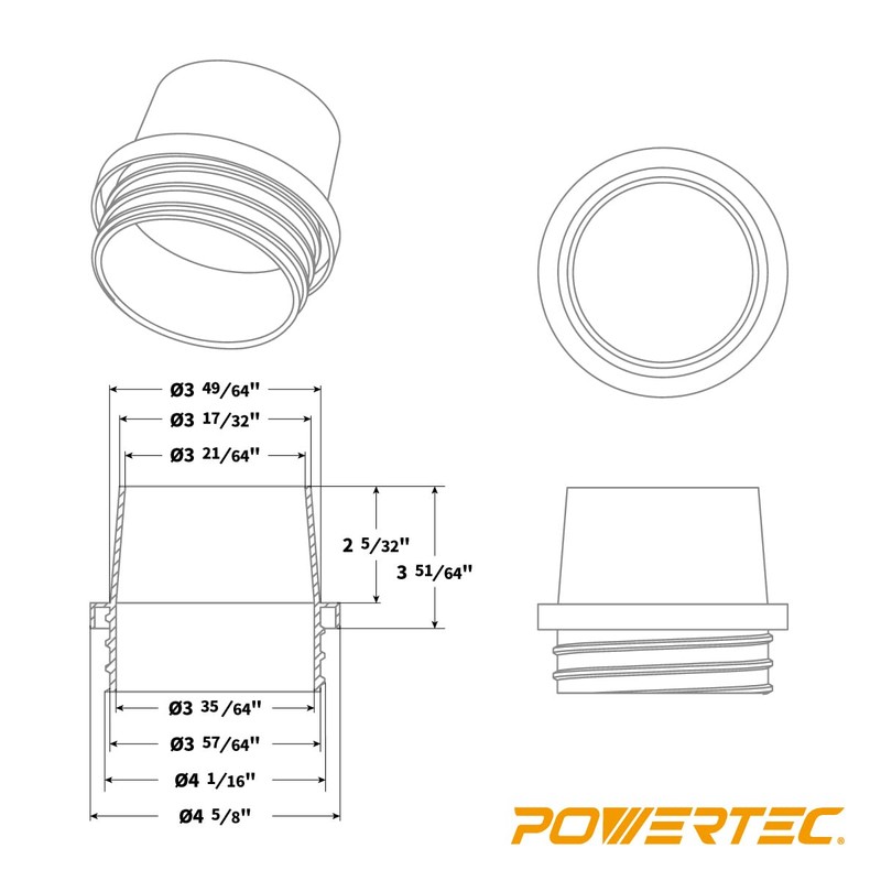 POWERTEC 70193-P4 Screw End Quick Coupler for 4” Hose –