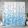 Modern Blue Ombre Bubble Shower Curtain with 12 Hooks 72X72Inch
