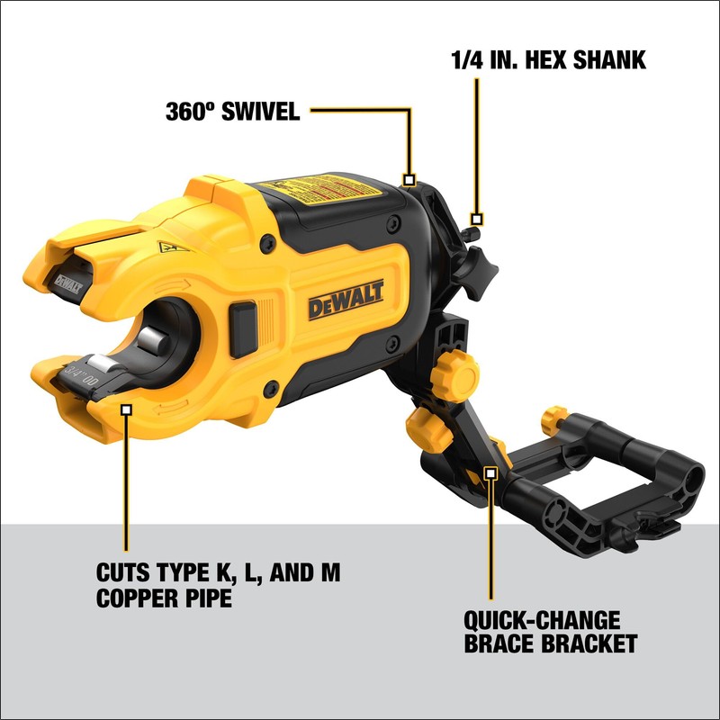 DEWALT IMPACT CONNECT Copper Pipe Cutter, Impact Driver Attachment, Tubing