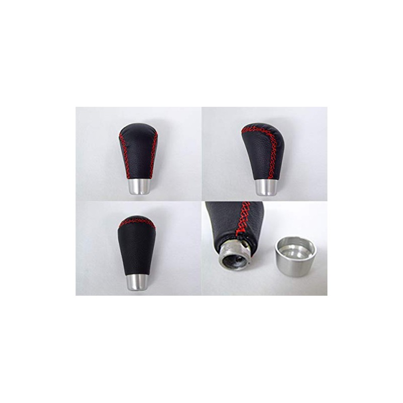 GENUINE LEATHER UNIVERSAL SHIFT KNOB RED STITCHING M8 M10 M12