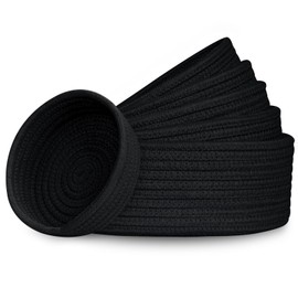 Small Shelf Storage Baskets for Organizing, 6 Pack Round Cotton Rope Bins, Decorative and Cute Woven Baskets for Bedroom and Closet, Key Tray Bowl, Home Decor Countertop Organizer (Black)