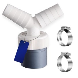 Trsnzul Washing Machine Drain Drain Washing Machine Double Connection with Outlet for Pipe Diameter 40 mm and Inlet Diameter 18-24 mm with 2 Hose Clips for Washing Machine, Dishwasher, Dryer
