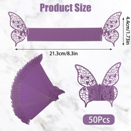 URROMA Napkin Rings, 50 Pcs Purple Hollowed Butterfly Napkin Rings Serviette Ring Holder for Wedding Dinner Party Celebration Table Decor